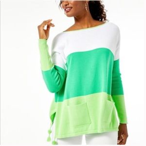 Lilly Pulitzer | Westwood Tri-Color Block Sweater in Myrtle Green | Size Medium